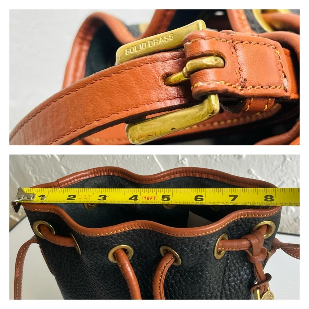 MINI VINTAGE DOONEY AND BOURKE CROSSBODY BUCKET BLACK /BRITISH TAN ♦️HOST PICK♦️ - Picture 13 of 16